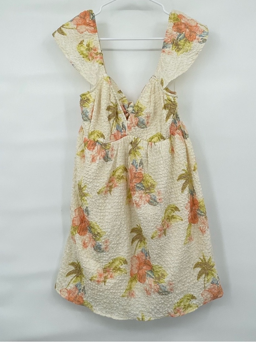 American Eagle NWT gauzy cream floral tie open back spring summer dress